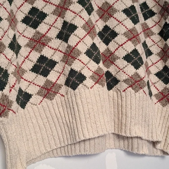 Vintage Polo By Ralph Lauren Argyle V-Neck Sweater - Silk Blend Size XL